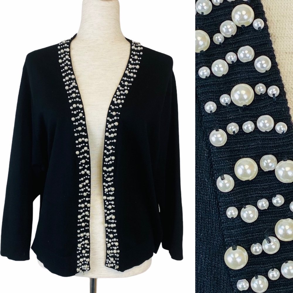 EUC Calvin Klein Pearl Detail Shrug Sweater